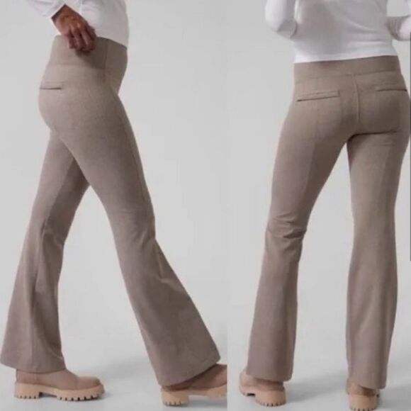 Athleta Delancey Herringbone Flare Pants Buff Grey - Picture 10 of 10